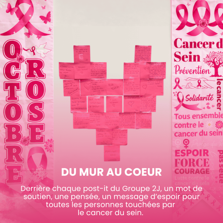 le mur rose du Groupe 2J pour Octobre rose