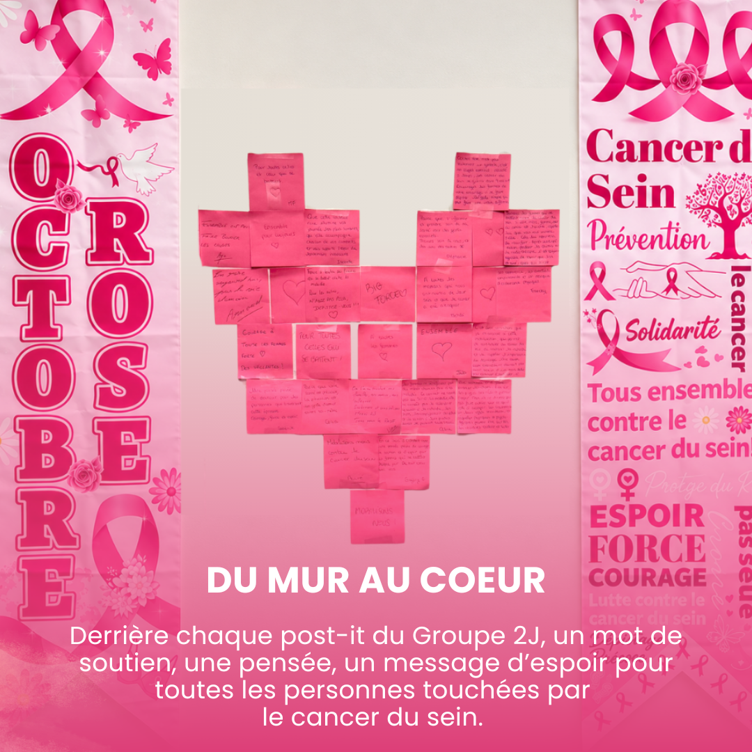 le mur rose du Groupe 2J pour Octobre rose